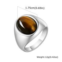 Xiaomi Vnox 15.5/17.5mm Chunky Oval Agate Stone Signet Rings for Men, Stainless Steel Fraternal Rings,Polished Comfort Wear Finger Band 13 white