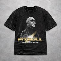 Men Women Wased T-shirts Pitbull Mr Worldwide Tour 2026 Print T Shirt Apparel Oversize  Tee Shirts S black