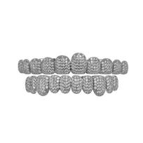 TOPGRILLZ Iced Out Cubic Zirconia Grillz Brace Punk 10/10 Top Bottom Dental Mouth Fang Grills Vampire Tooth Cap Cosplay Jewelry gray
