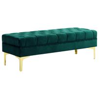 Padded Bedside Bench, Quilted Velvet-Effect Cover, 118x45x42 cm, Dark Green tamsiai žalia spalva