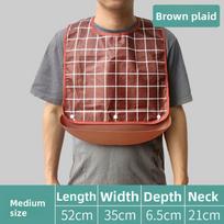 Portable S/M/L Adult Bib Dirt Resistant Waterproof Adult Cover Washable Adjustable Apron Dinning Aid brown
