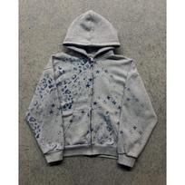 Womens Streetwear Set: Zip-Up Hoodie Wide-Leg Straight Pants Loose Fit Geometric Print 2025 Collection Small gray