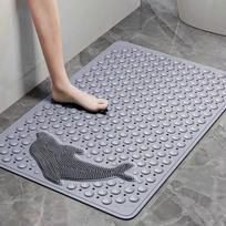 PVC neslystanti dušo kilimėlis su stipriomis siurbtukais, dvipusis neslystantis, su drenažu, masažinis vonios kilimėlis, saugus senjorams ir nėščiosioms 45*75cm pilka spalva