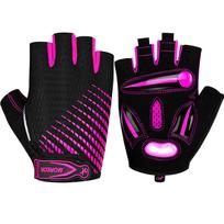 MOREOK Bike Gloves Half Finger MTB Bicycle Gloves 5mm Gel Pads Shock-absorbing Mountain Bike Road Cycling Gloves for Men Women XL rožinė