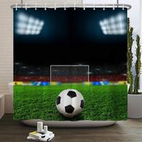 Futbolo Dušo Užuolaida Vandeniui Atsparios Vonios Užuolaidos Sportinio Stiliaus Spaudiniai Vonios Pertvaros Užuolaida Dekoratyvinės Užuolaidos Su Kabliukais W60H190(CM)-1 Pcs green