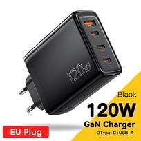 Essager 120W GaN USB Type C įkroviklis nešiojamasis kompiuteris 100W PD greitas įkrovimas, skirtas Macbook Air M1 M2 Pro iPhone Samsung 65W planšetinio telefono įkrovikliai EU juoda