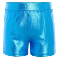 Girls Metallic Elastic Waistband Shiny Hot Pants Stage Performance Competition Dance Shorts 5-6 Years blue