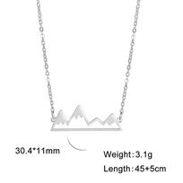 Snow Mountain Pendant Necklace Stainless Steel Chain Choker Minimalist Hiking Outdoor Jewelry Gifts for Friends gray