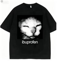 2026 m. Vintažiniai Juokingi Ibuprofeno Katės Memos Grafiniai Marškinėliai Vyrams Moterims Humoro Mados Marškinėliai Per dydį Atsitiktiniai Streetwear Marškinėliai S black