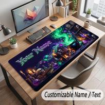 Fantasy Magic Theme Customized Mouse Pad Personalized Print Name Text Desk Mat For Home Office Table Decor 30cmx80cm gray