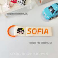 Personalized Embroidered Name Tag Keychain for Couples and Students - Good Meaning Bag Pendant white