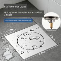 Pop-Up Floor Drain Core for Bathroom, Anti-Odor Device, Universal Stainless Steel Cover, Foot-Press Insect-Proof and Odor-Proof Device Foot-Operated Floor Drain Nail-Free Glue / 1 Pack gray