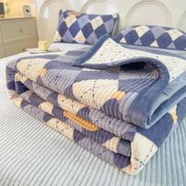 Žiemos pieno aksomo dygsniuotas vilnos pledų komplektas lovai - Komplekte yra vilnos paklodė ir pastorintas čiužinio užvalkalas. Bedspread 90x200cm