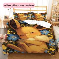 Mielų Eevee raštų patalynė Namų dekoracija Gimtadienio dovana (1 * užvalkalas antklodei + 2 * užvalkalai pagalvėms, be užpildo) 140x200cm