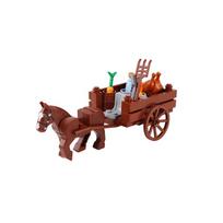 MOC Ūkio Galvijai Arklių Vežimas Transportas Tvartas Daržas Plytos Modelis Statybinės Detalės Žaislai Vaikams Kalėdinės Dovanos brown