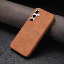 Applicable to Samsung A55 mobile phone case A35 sheep bar pattern skin matte insert card anti-drop protective case A54 solid color leather case Samsung s23ultra brown