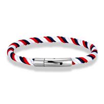 Minimalist Braided Rope Bracelet Stainless Steel Snap Fastener Lucky Surfing Thread Bracelet Gift for Men Women Couple 19cm white