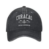 Curacao futbolo spaudinių kepurės unisex medvilninės trucker kepurės laisvalaikio galvos apdangalai beisbolo kepurės reguliuojamos Adjustable gray