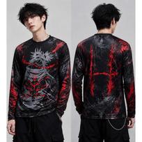 Vintage Washed Jujutsu Kaisen CHOSO Graphic Long Sleeve T-Shirt, Unisex Anime Polyester Tee, Harajuku Streetwear Casual Tops 4XL black