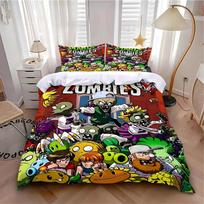 2026 NEW Game Plants Vs Zombie Cute Cartoon Pillowcase Quilt Cover Anime PVZ Sunflower Peashooter Set Bedding Birthday Gift 135cmx200cm
