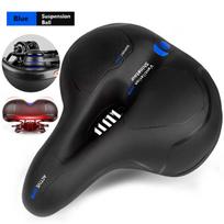 Reflective Shock Absorbing Hollow Bike Saddle MTB Bicycle Seat Breathable Rainproof Cycling Road Mountain Cycling Accessory 1209 Su Ball Blue black