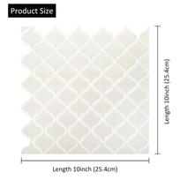 10-Piece Self-Adhesive Waterproof Brick Wall Stickers Peel and Stick 3D DIY Ceramic Tiles Oil-proof Vinyl Wallpaper for Home Apa (as the picture,10 sheet1) white