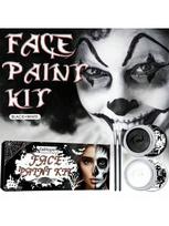 1pc Halloween Black And White Body Painting Black And White Tone Enjoy The Fun Of The Festival Facia One Size gray
