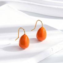 Summer Colorful Drop Earrings Titanium Steel Delicate Simple Design Women S Earrings 1 pair oranžinė