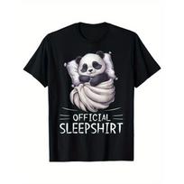 European sizes Panda Bear Print  T-Shirt - Casual Loose Fit, Round Neck, Machine Washable Nightgown & Pajamas for Men 4XL juoda