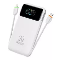 VEGER Powerbank Fuerza 10 (W1212B) PD 20W 10000 mAh with built-in cables USB C / Lightning white