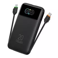 VEGER Powerbank Fuerza 10 (W1212B) PD 20W 10000 mAh with built-in cables USB C / Lightning black