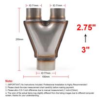 Universalus automobilio išmetimo Y formos vamzdis Nerūdijančio plieno išmetimo 3 krypčių vamzdžio adapterio jungiklio vamzdelis Kūgis TT102125 2.75inch-3inch gray