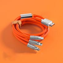 100/120W 3 viename įkrovimo laidas 120cm Micro USB/Type-C Keli USB mobiliojo telefono įkrovimo laidai, skirti Xiaomi Huawei Samsung