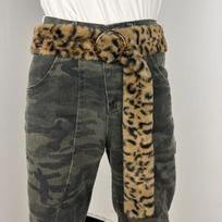 Plush Y2K Leopard Print Spicy Belts Stylish Women Faux Fur Waist Belt American Retro Street Style Deco Accessories A3 black