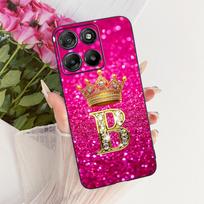 Skirta Motorola Moto G77 G67 5G dėklas XT2621-4 XT2621-2 Dangtelis Prabangus Karūnos raidės Minkštas juodas silikoninis telefono dėklas MotoG77 Funda Motorola Moto G77
