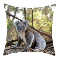 Koala Panda Animal Printed Polyester Pillow Cover Cushion Cover Decorative Pillowcase For Home Sofa Chair Car Decoration 45X45Cm Peach skin 18*18(CM)-1Pcs beige
