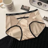 Lady Summer Pure Desire Sexy Lace Stitching Mesh Pearl Satin Triangle Briefs XL kava