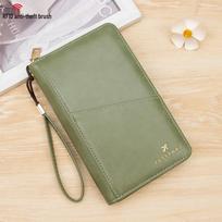 RFID Zipper Wristlet Passport & Ticket Holder with Multi-Card Slots gray