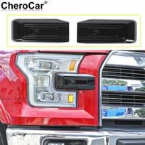 For F-150 Front Bumper Headlight Grille Trim Cover For Ford F150 2015- Black gray