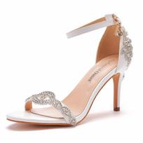 Madingos seklios basutės moterims su cirkonio sagtimi ir dirželiu, PU, 9,5 cm ploni kulniukai, vakarinių suknelių mados moteriški bateliai, Zapatos De Mujer 37 beige