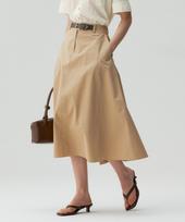 Mind Bridge Woman [W] Semi A-Line Belted Skirt - 2 Colors Na/066 beige