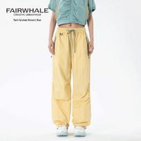 Mark Hua Fei Women's Outdoor Wide-Leg Cargo Pants M (100-115 lbs) šviesiai geltonos spalvos