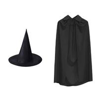 Raganos apsiausto kostiumas Raganos skrybėlės rinkinys Helovino apsiausto kostiumas Raganos persirengimo apranga Vaikui Paaugliui Suaugusiam Cosplay, Vaidmenų žaidimas juoda