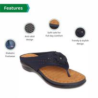 Ortho Joy Women'S Doctor Orthopedic Soft Slippers - Navy Blue 9 UK tamsiai mėlyna spalva