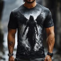 Men's Grim Reaper 3D Angel Reaper T Shirt Short Sleeve T shirt 3D Print Crew Neck Shirt Exaggerated Designer Horror Party 5XL gray