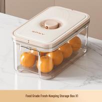 Vacuum Sealing Fresh-keeping Refrigerator Box with Timer and Handle for Kitchen Organization and Freezer Storage brown