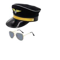 Vaikų piloto kostiumų rinkinys: Skrybėlė, Akiniai, Kaklaraištis, Aksesuarai vaidmenų žaidimui ar vakarėliui. 56 Adjustable black