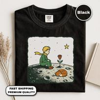 The Little Prince Shirt, Le Petit Prince T-Shirt, Prince, Fox And Rose Tee, Book Lover Gift 100 white