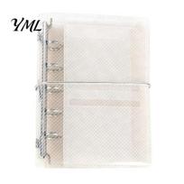 Pocket Trifold Binder A6 A7 M5 Binder, 5/6-Rings Transparent Refillable Loose Leaf Folder, Planner Budget Notebook Cover for School, Office, Meeting S white