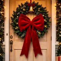 Vintažinis Ypač Didelis Kalėdinis Aksominis Kaspinas Kabantis Rankų Darbo EVA Kaspinėlis Pakabukas Subtilus Elegantiškas Medžio Papuošalai Šventė 17cm